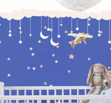 Tapisserie chambre enfant aventure dans le ciel nocturne - TenStickers