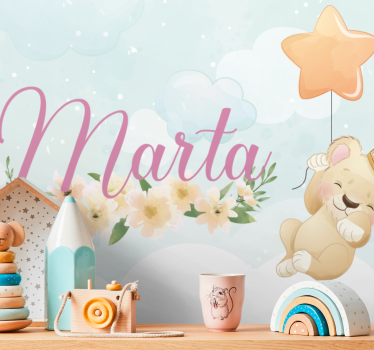 Tapisserie chambre enfant ballon lion mignon - TenStickers