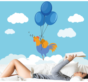 Tapisserie chambre enfant ballons chantant coq - TenStickers