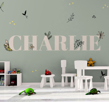 Tapisserie chambre enfant conception de nom floral - TenStickers