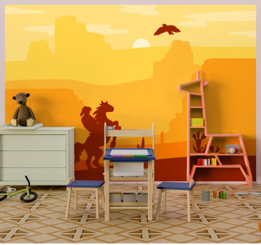 Tapisserie chambre enfant cowboy à cheval - TenStickers