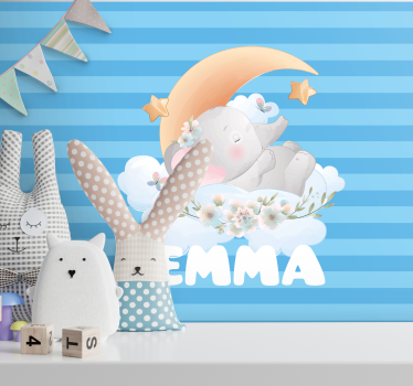 Tapisserie chambre enfant design Éléphant endormi - TenStickers
