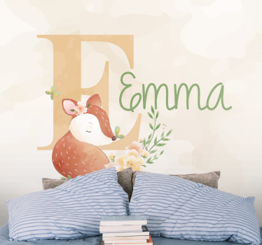 Tapisserie chambre enfant design renard personnalisé - TenStickers