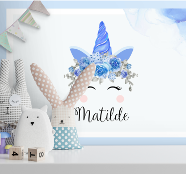 Tapisserie chambre enfant illustration licorne adorable - TenStickers