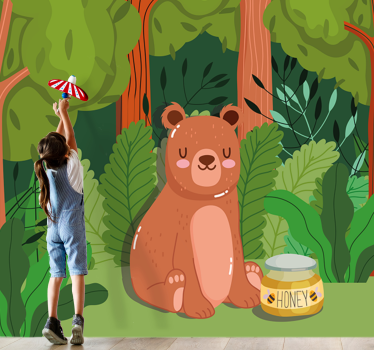 Tapisserie chambre enfant illustration ours adorable - TenStickers