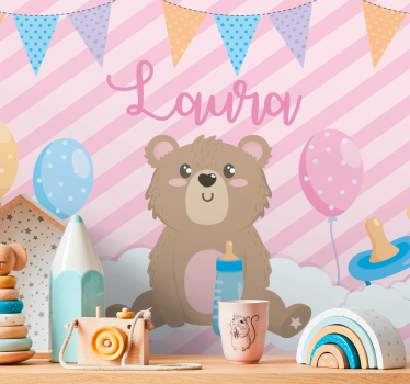 Tapisserie chambre enfant illustration ours mignon - TenStickers
