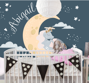 Tapisserie chambre enfant licorne rêveuse nuit - TenStickers