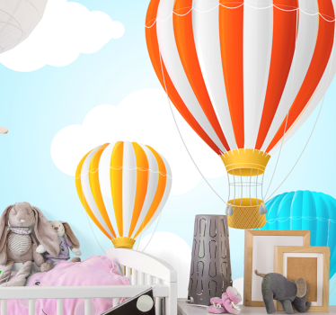 Tapisserie chambre enfant montgolfières vibrantes - TenStickers