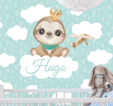 Tapisserie chambre enfant paresseux avec couronne - TenStickers