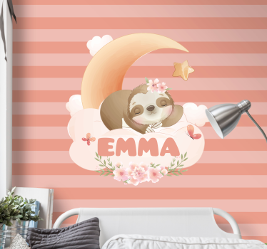 Tapisserie chambre enfant paresseux avec lune - TenStickers