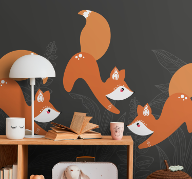 Tapisserie chambre enfant renard joyeux en jeu - TenStickers
