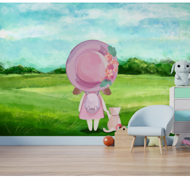Tapisserie chambre enfant scène fantastique pastorale - TenStickers