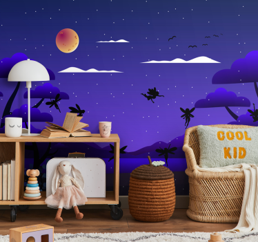 Tapisserie chambre enfant ciel nocturne enchanté - TenStickers