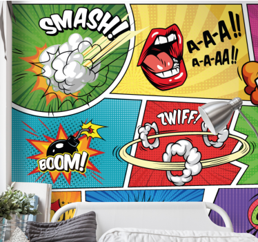 Tapisserie graffiti action de bande dessinée - TenStickers