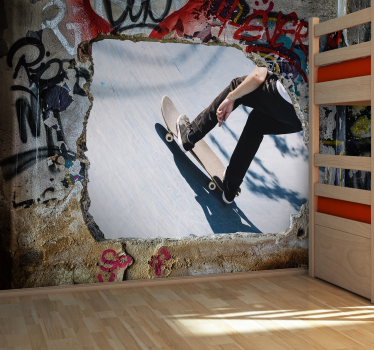 Tapisserie graffiti action de planche à roulettes - TenStickers