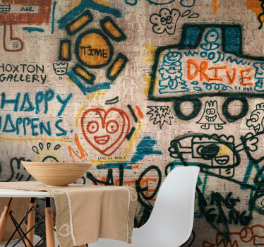 Tapisserie graffiti art de rue coloré - TenStickers