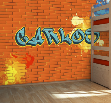 Tapisserie graffiti brique orange - TenStickers