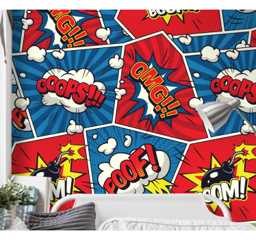 Tapisserie graffiti bulles de dialogue comic - TenStickers