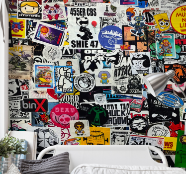 Tapisserie graffiti collage d'autocollants colorés - TenStickers
