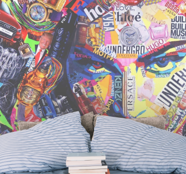 Tapisserie graffiti collage de marques culturelles - TenStickers