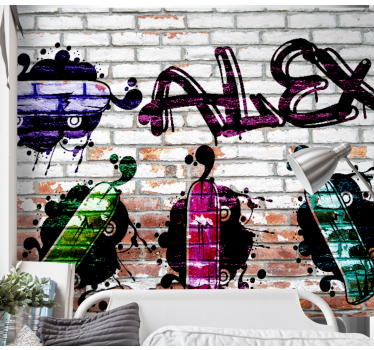 Tapisserie graffiti design de planches colorées - TenStickers