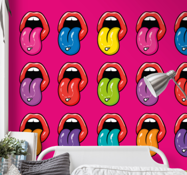 Tapisserie graffiti expressions de langues colorées - TenStickers