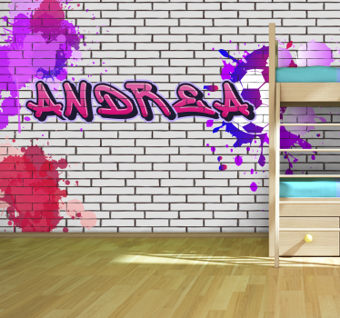 Tapisserie graffiti nom rose - TenStickers