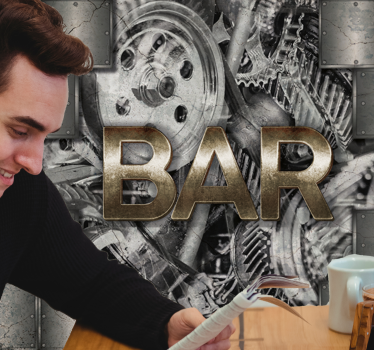 Tapisserie graffiti lettrage industriel en engrenages - TenStickers