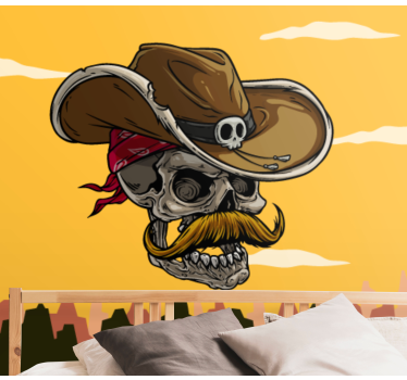 Tapisserie graffiti motif de crâne de cow-boy - TenStickers