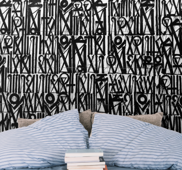 Tapisserie graffiti motifs abstraits noirs - TenStickers