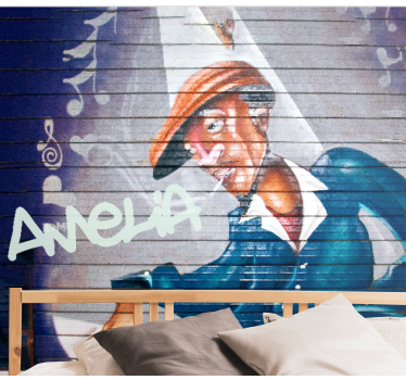 Tapisserie graffiti musicien avec chapeau - TenStickers