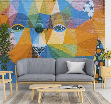 Tapisserie graffiti félin géométrique - TenStickers