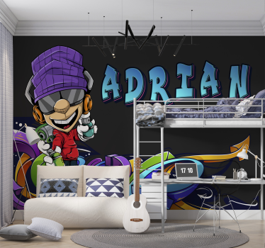 Tapisserie graffiti personnage de dessin animé cool - TenStickers