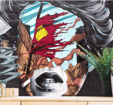 Tapisserie graffiti profil humain fragmenté - TenStickers