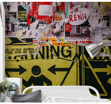 Tapisserie graffiti signes d'avertissement urbains - TenStickers