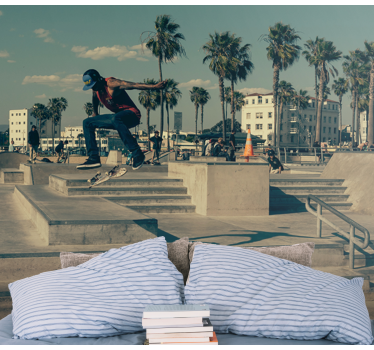 Tapisserie graffiti skateur en action - TenStickers