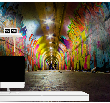 Tapisserie graffiti tunnel vif - TenStickers