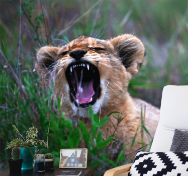 Tapisserie lion petit lion rugissant - TenStickers