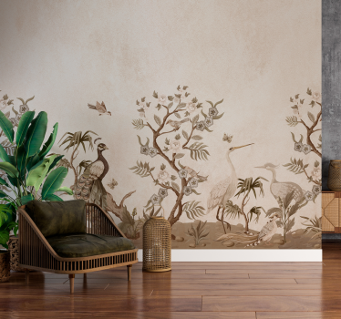 Cerf biche et faune dans la nature - Grande tapisserie murale encadrée - 172 cm - Décoration