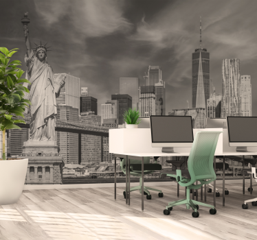 Tapisserie murale bureau noir et blanc New York - TenStickers