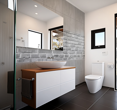 Tapisserie murale salle de bain effet panneaux de béton - TenStickers