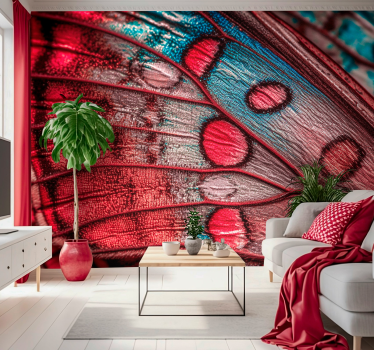 Tapisserie murale salon aile de papillon magenta - TenStickers