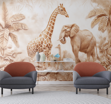 Tapisserie murale terracotta savane abstraite - TenStickers