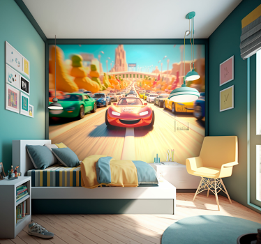 Tapisserie murale voiture de course - TenStickers