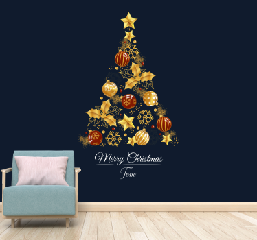 Tapisserie noel arbre d'or - TenStickers
