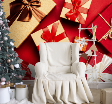 Tapisserie noel composition de cadeaux festifs - TenStickers