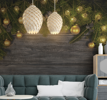Tapisserie noel élégance dorée des vacances - TenStickers