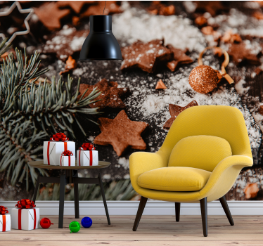 Tapisserie noel Étoiles en pain d'épice festives - TenStickers