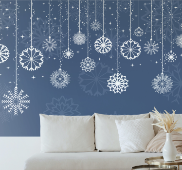 Tapisserie noel flocons de neige qui tombent - TenStickers