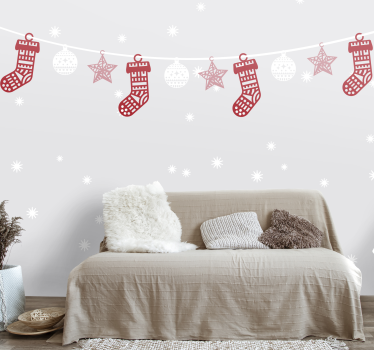 Tapisserie noel guirlandes de bas de noël - TenStickers